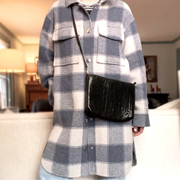 Vintage Whiting & Davis Mesh Cross Body Bag. Black with Removable Strap. - Picture 3 of 12